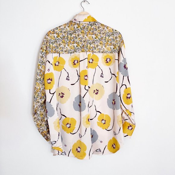 Entro Poppy Mixed Print Button Down Top | S - Picture 3 of 11